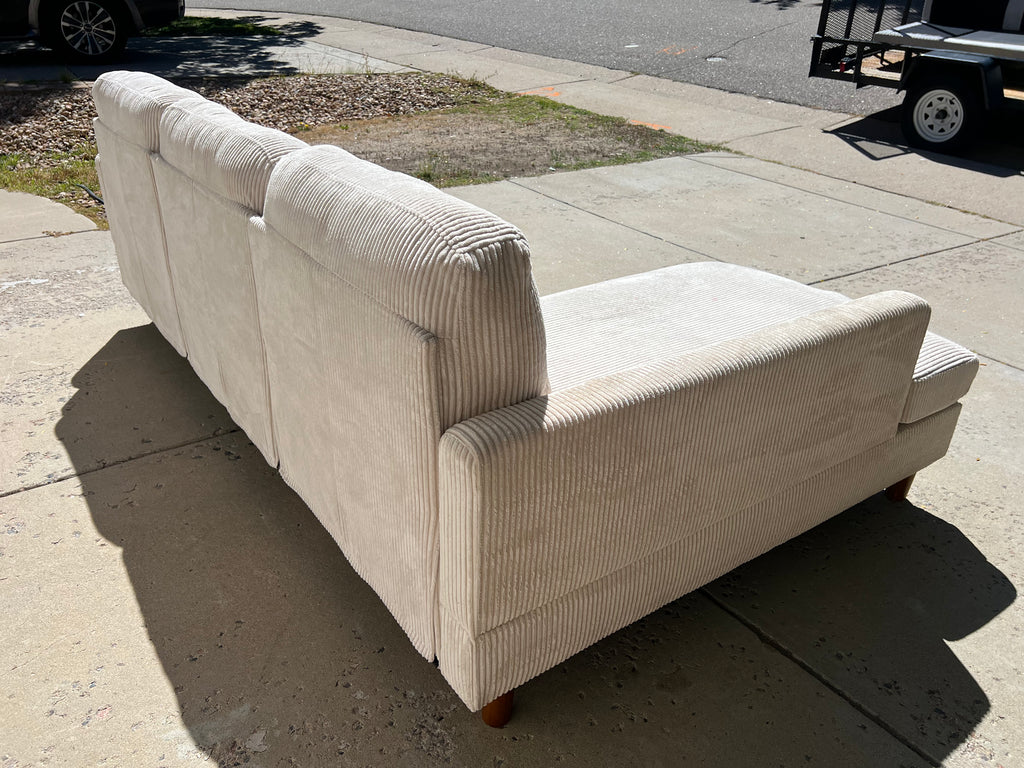 White Ribbed Sectional