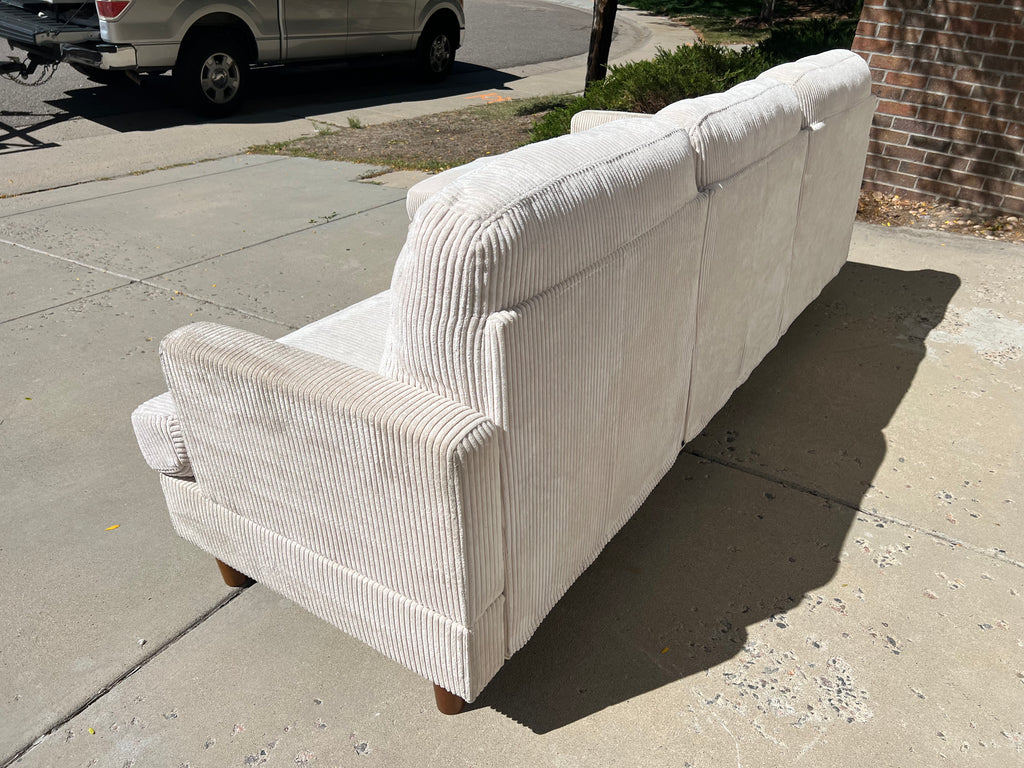White Ribbed Sectional