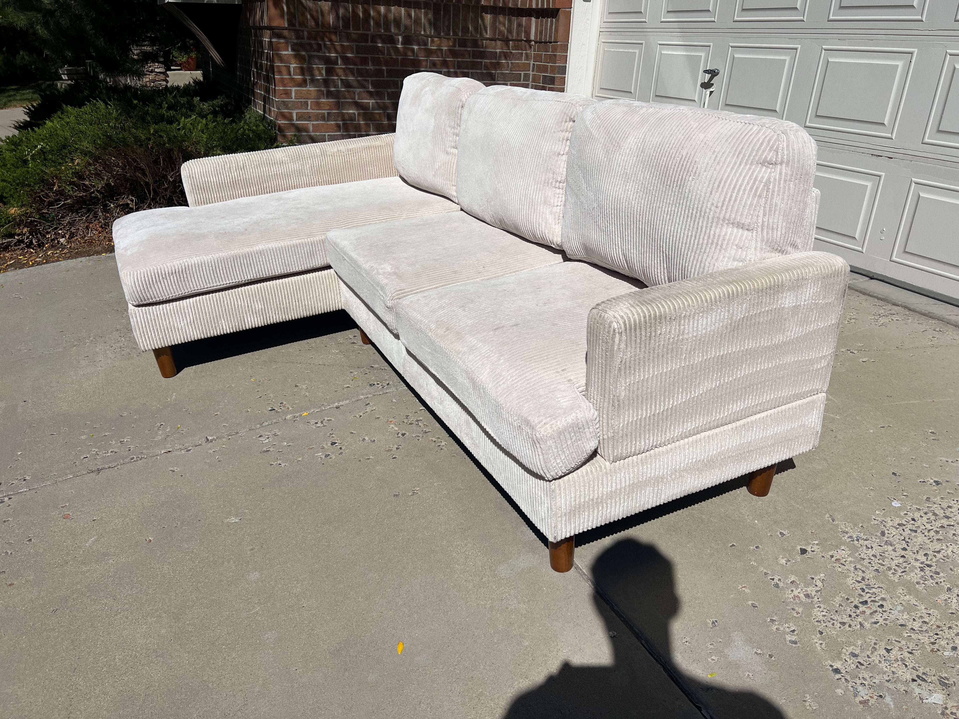 White Ribbed Sectional