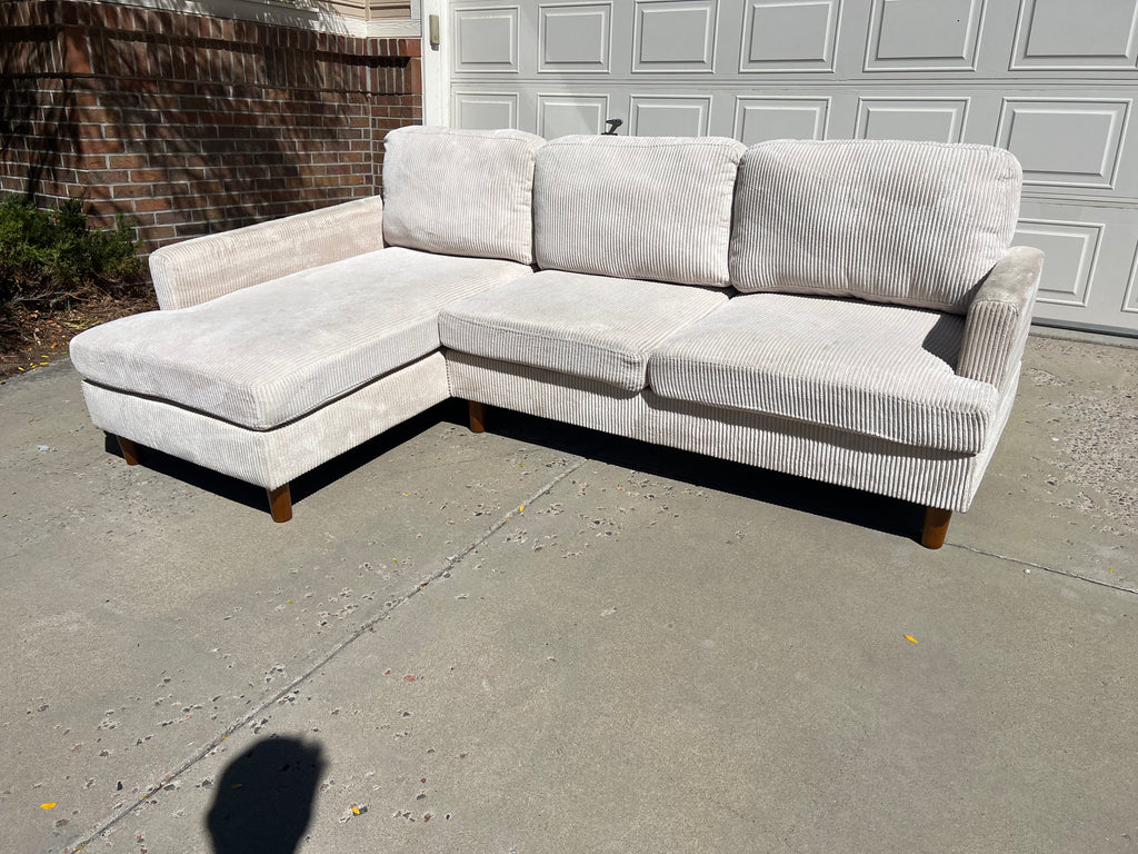 White Ribbed Sectional