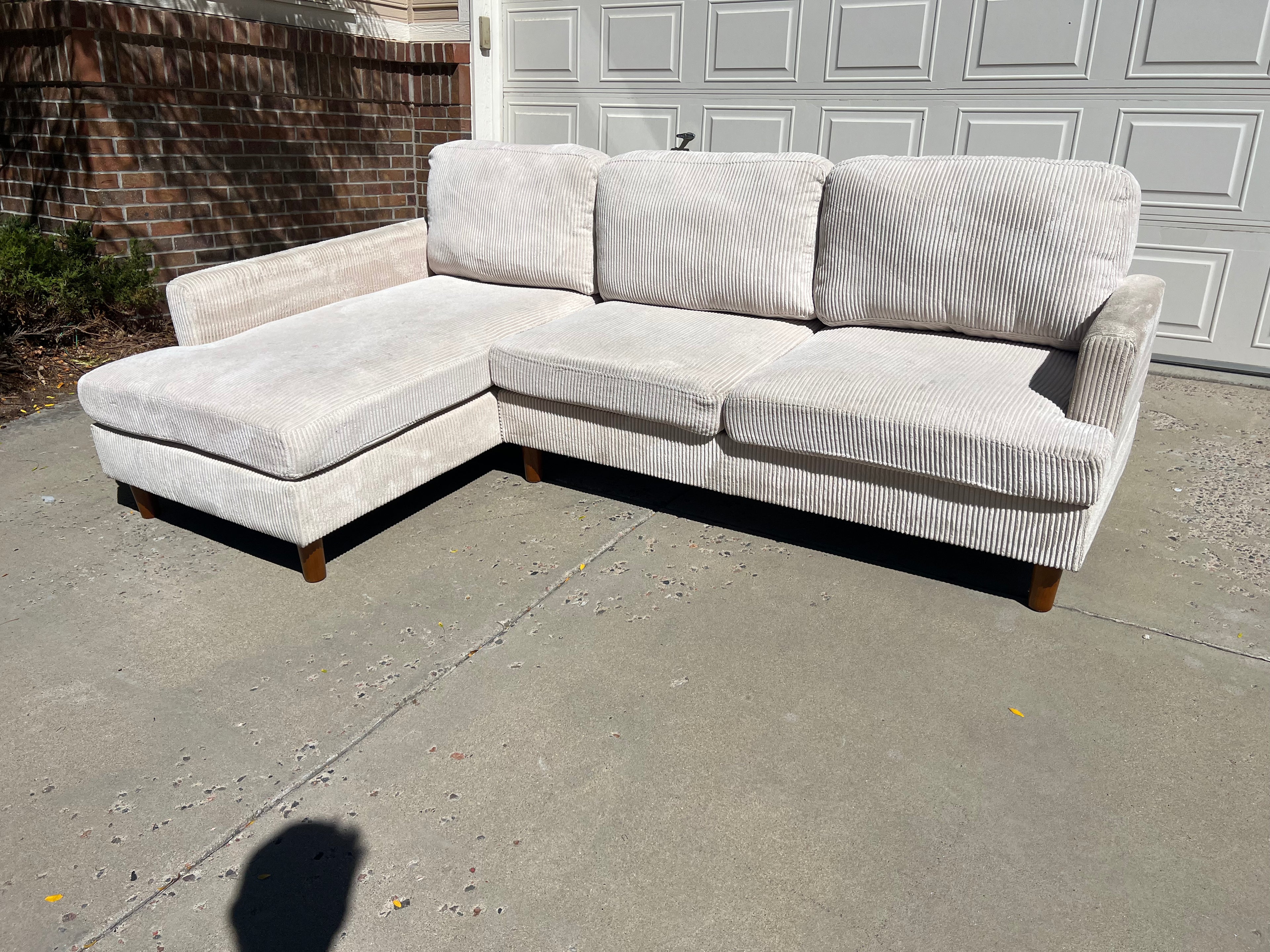 White Ribbed Sectional