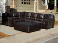 Faux Leather L Shaped Sectional with Ottoman