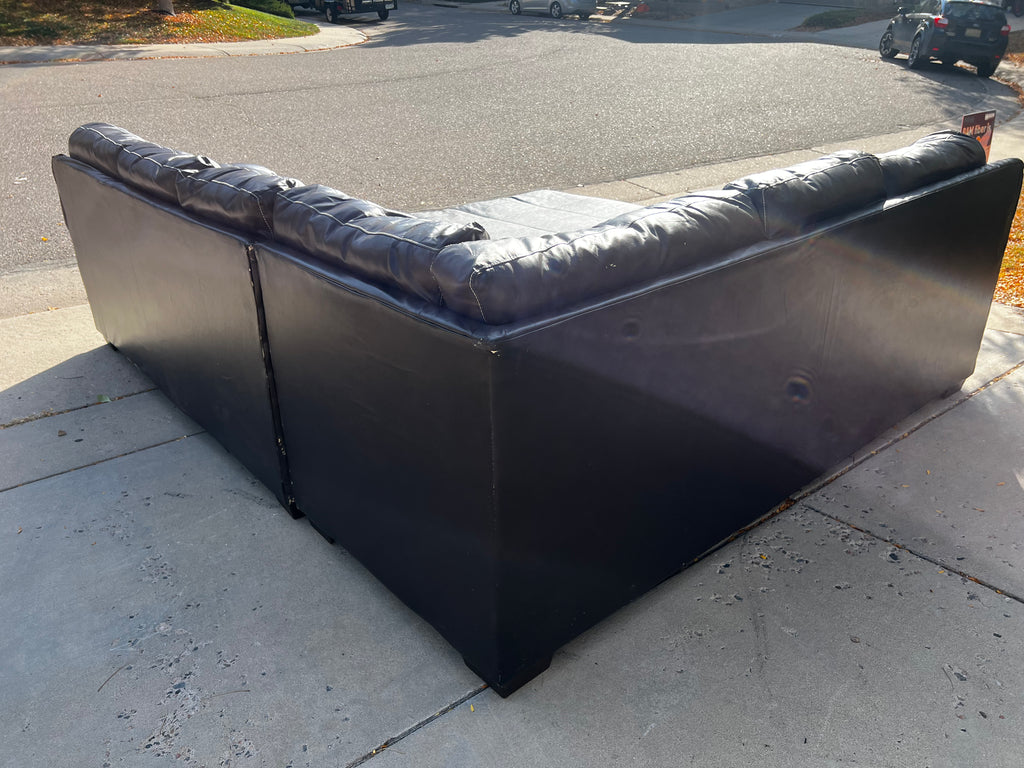 Faux Leather L Shaped Sectional with Ottoman