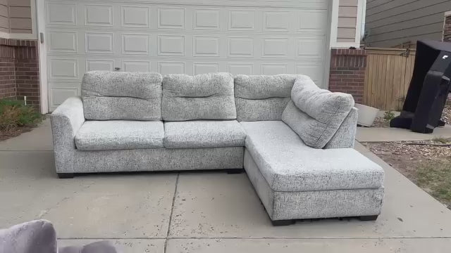 White Speckled L Sectional