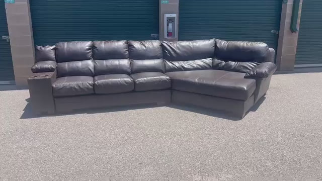 Large Leather Sectional with Cuddler and Cupholders