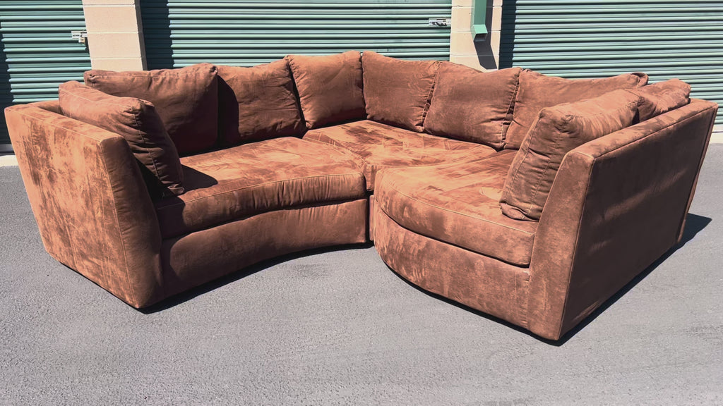 Brown Microsuede Cuddler Sectional