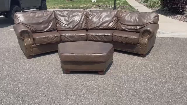 Leather Curved Sectional with Ottoman