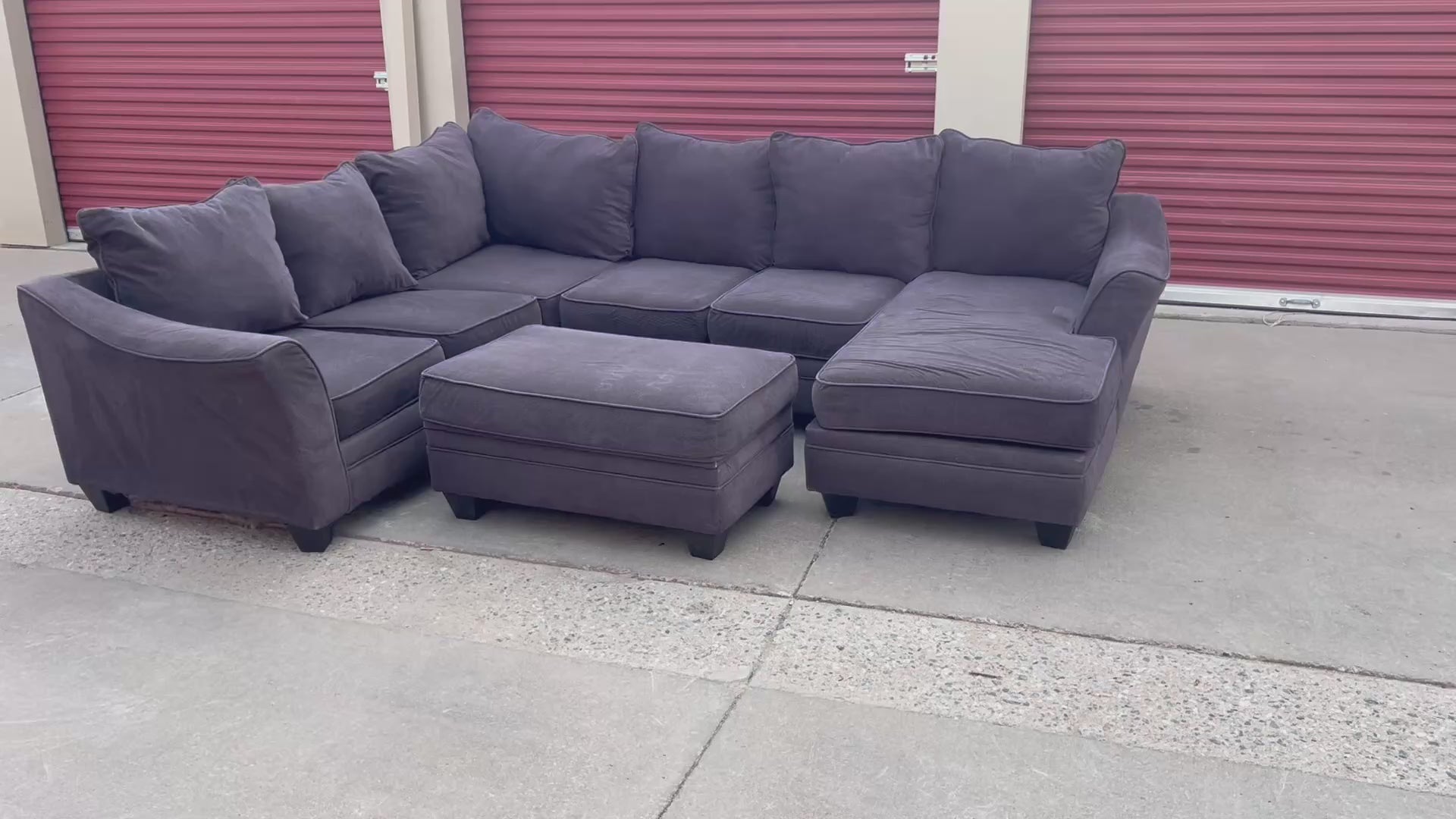 Large Grey U-Sectional with Storage Ottoman
