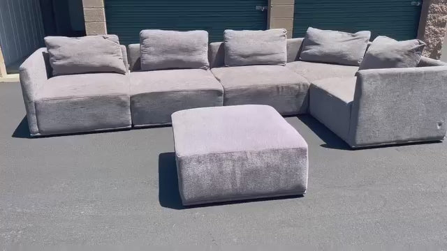 Large Grey Modular Sectional with Ottoman