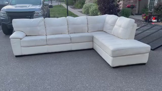 White Leather L Sectional
