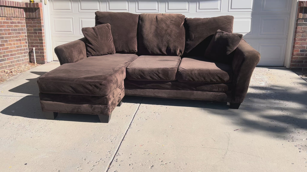 Brown Microfiber Comfy Sectional with Reversible Chaise
