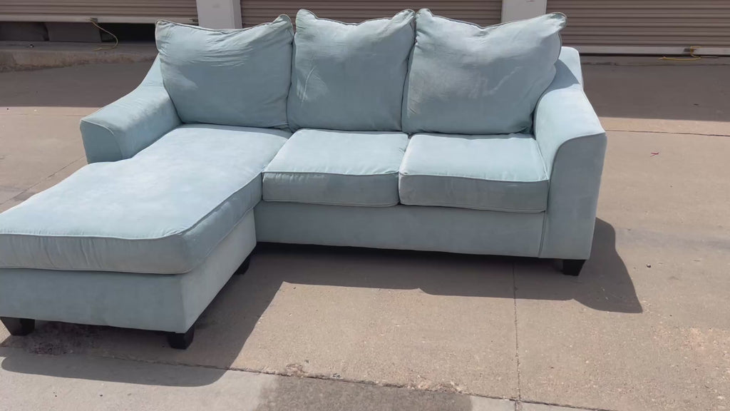 Light Blue Sectional with Reversible Chaise