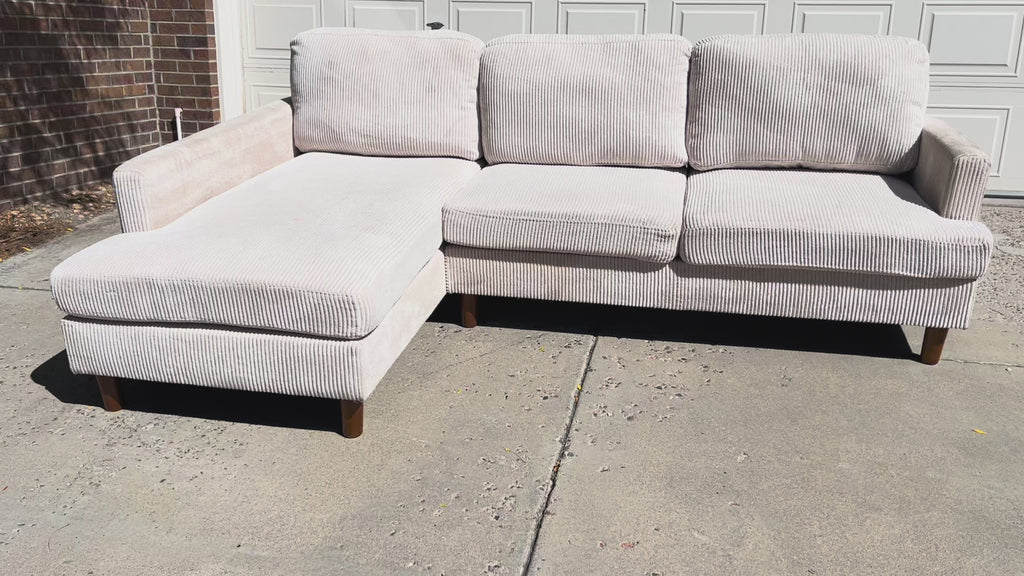 White Ribbed Sectional