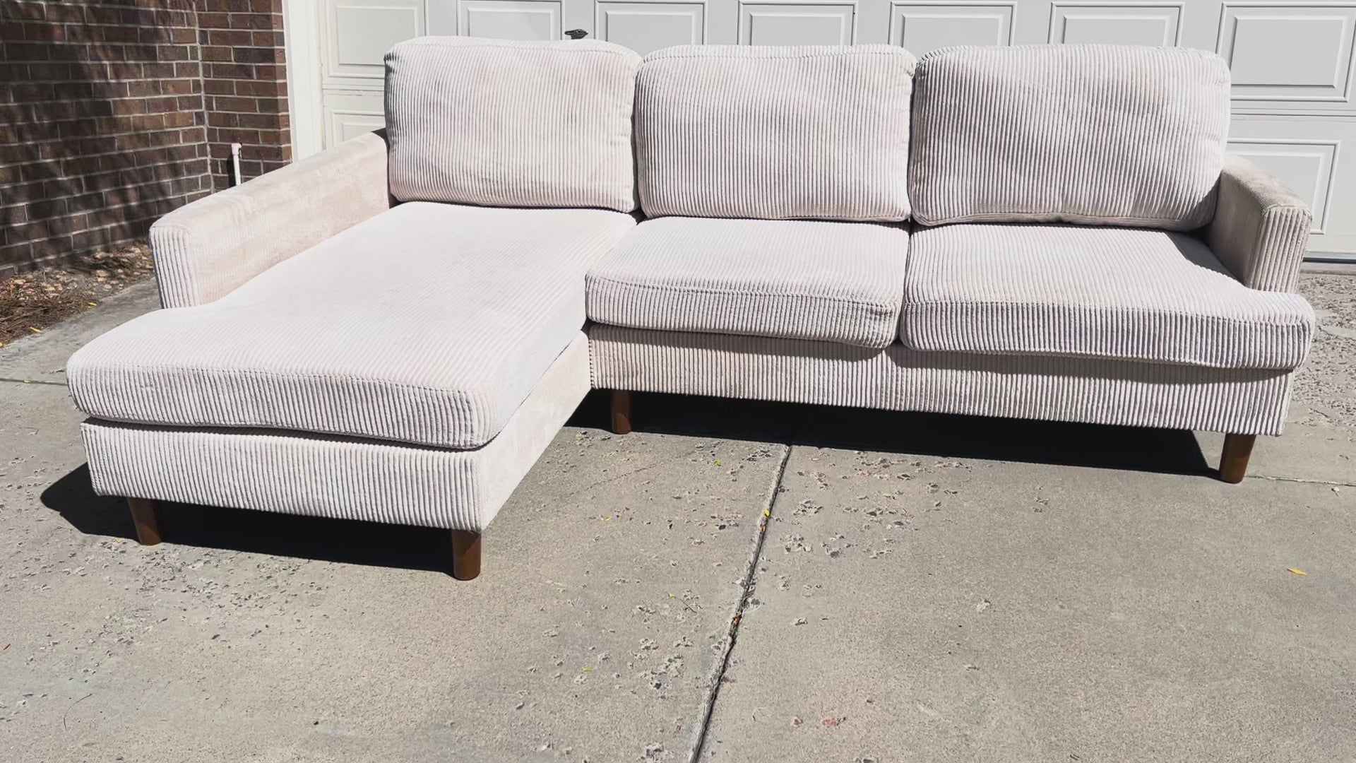 White Ribbed Sectional