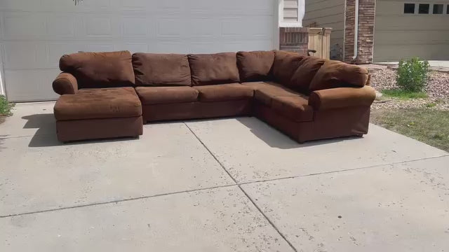 Large Brown Fabric U Shaped Sectional